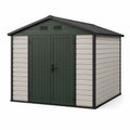 Abri de jardin en plastique 250x300 cm portes doubles vert et beige