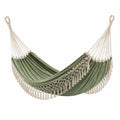 Hamac en coton avec franges macramé vert/écru