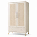 Armoire en bois avec portes en rotin, beige