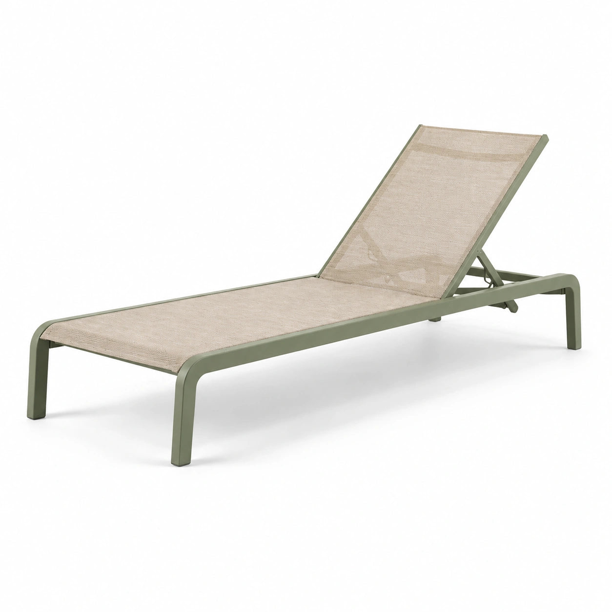Chaise longue bain de soleil en aluminium et toile beige