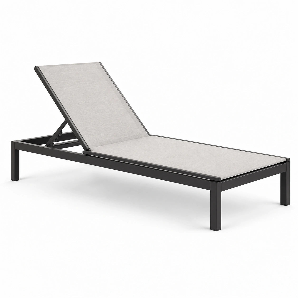 Chaise Longue en Aluminium Réglable Textilène Gris 195 cm