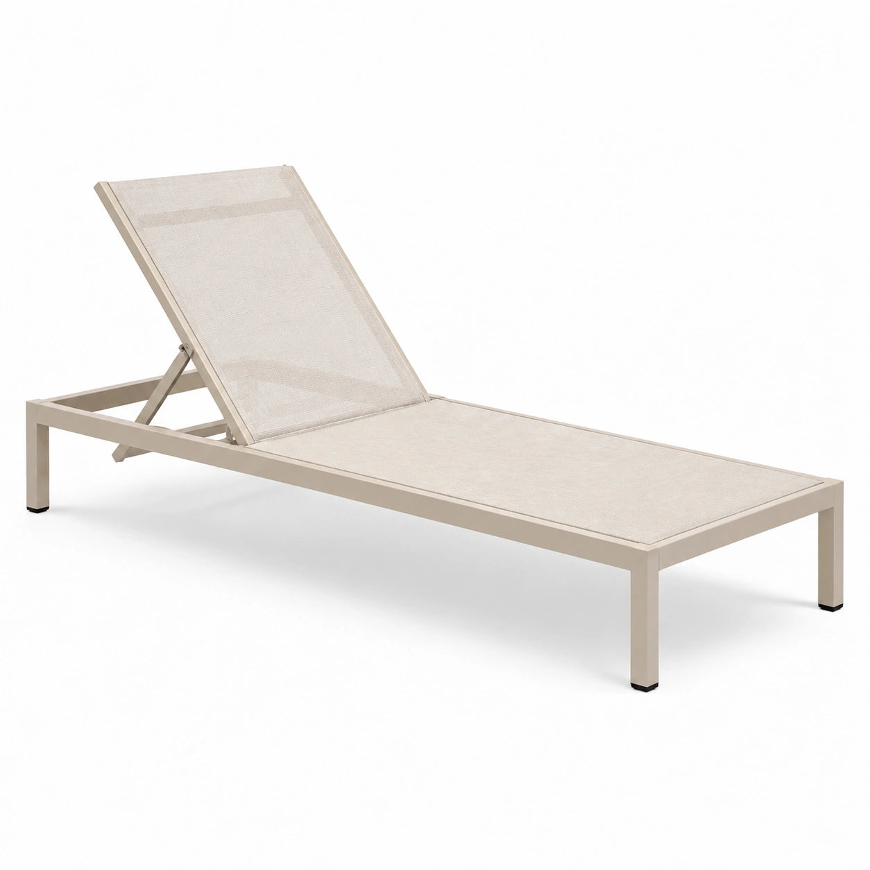 Chaise longue en aluminium et textilène beige 200x65x35 cm