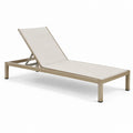 Chaise longue en métal et textilène beige 200x65x35 cm
