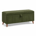 Banc de rangement en velours côtelé vert avec pieds en bois 120x40x45 cm