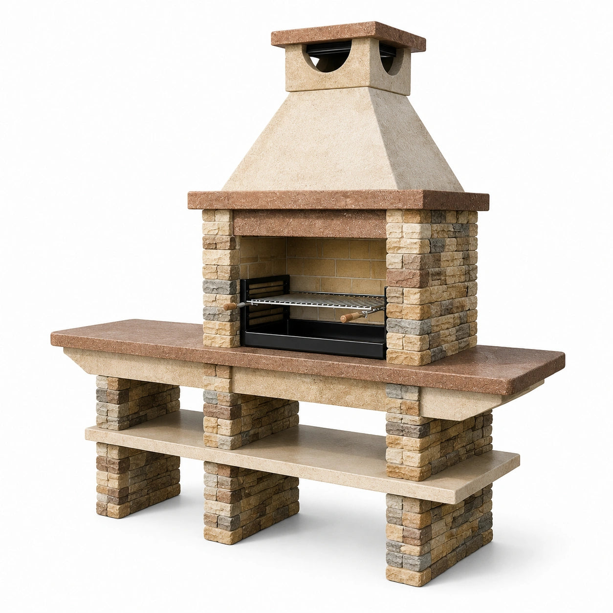 Barbecue en pierre naturelle avec grille en acier inoxydable