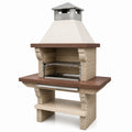 Barbecue en béton réfractaire avec hotte en acier inoxydable et grille 120x90x210 cm