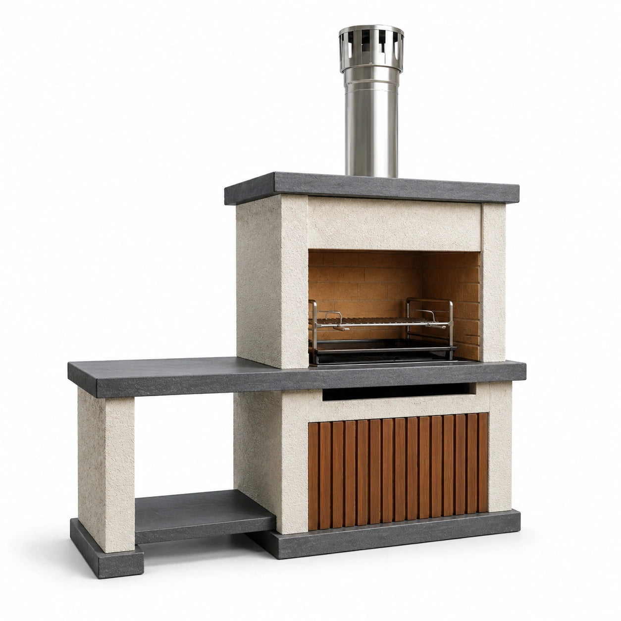Barbecue extérieur en béton et acier inoxydable