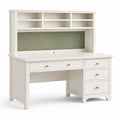 Bureau en bois avec étagère et tiroirs blancs 150 cm