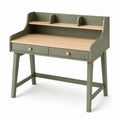 Bureau en bois avec étagères et tiroirs vert olive