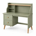Bureau en MDF vert kaki avec 2 tiroirs et étagère