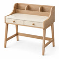 Bureau en bois et MDF beige avec deux tiroirs