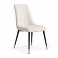 Chaise en cuir PU crème avec pieds en métal noir et or