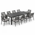 Ensemble de jardin en aluminium noir pour 10 personnes